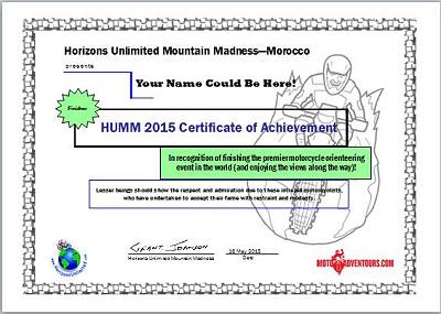 HUMM Certificate of Completion - Example.