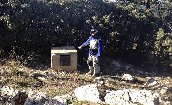 Patrick Trahan points out a checkpoint on the HUMM Morocco 2015.