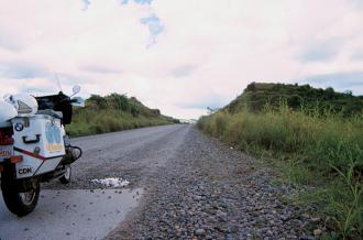 Bike at the end of the paved road, Panama.
