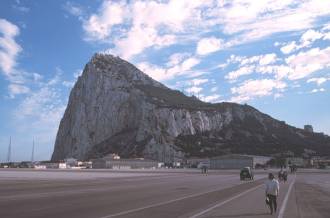 Rock of Gibraltar and airport runway (also the road into Gib).