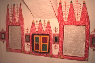 Traditional painted walls in interior of house in Ghadames, southern Libya.