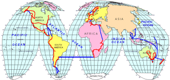 Our route around the world, 1987 to 2001