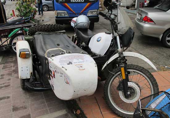 A sidecar had come overland from Germany and was working its way around the world.