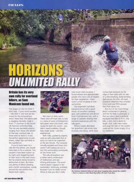 Motorcycle Voyager article on the HU UK 2004 Travellers Meeting