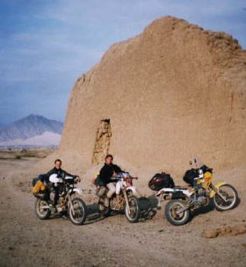 Ed Tartetlon (Honda XR 600) and Matt Stockpole (XR 400), from Boulder, Colorado,  and Ricardo Rocco