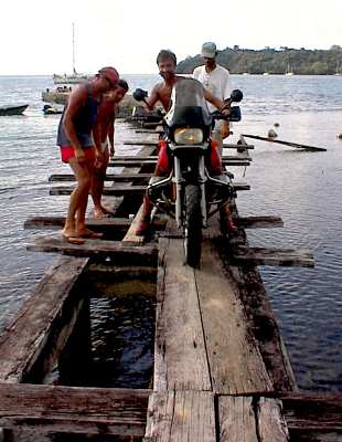 unloading the bike from Tara