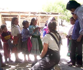 With Tarahumara children, Mexico.