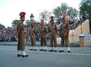 Indian soldiers prepare to taunt their opponents.
