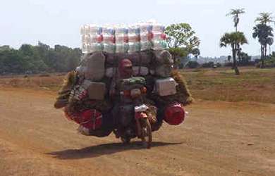 Two-wheeled truck in Cambodia.