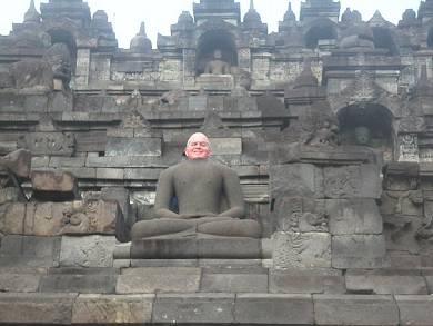 This picture was taken at Borobudur which some would have us believe is the largest Buddhist Temple in the world.