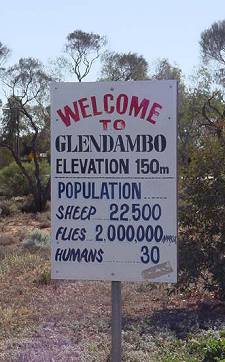 Glendambo, Australia, welcome sign.