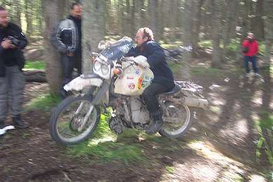 Me going too fast on the trial at the Fin del Mundo Cross.