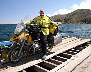 Tom crossing Lake Titicaca.