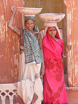 Hardhat construction workers, India.