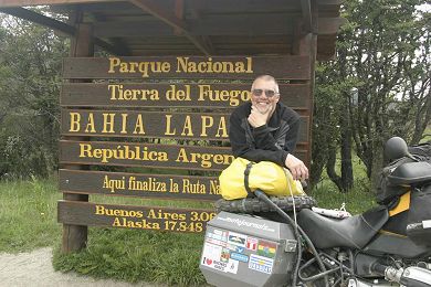 Tom Hunter at the end of the road in Ushuaia.