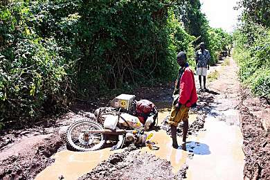 Moto in mud in Congo.