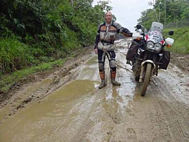 Maarten on a mud road in Panama