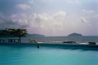 Relaxing on a beach in Cameroon.