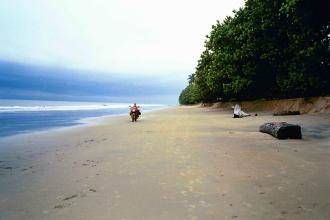 Riding on the beach in Cameroon.