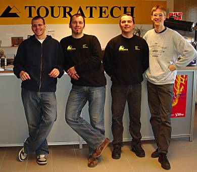 Daniel Zuffelato, Michael and Andreas from SK-Motoparts, the Swiss representativ company of Touratech, and Severin Werner. 