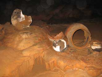 Artifacts in ATM Cave, Belize.