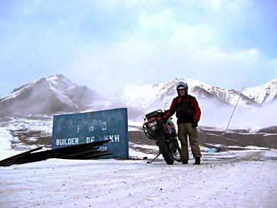 Chris Smith, Australia, RTW, on the Karakoram Highway in Pakistan