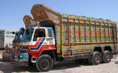 Colourful trucks in Goa.