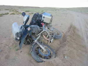 Hard sand in Mongolia.