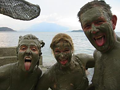 Belinda, Susan Markwell and Grant Davis (friends from Cairns we accidentally bumped into and travelled with for awhile) in mudbath in Turkey.