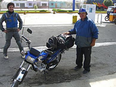 John from Canada with 125cc Chinese motorcycle.