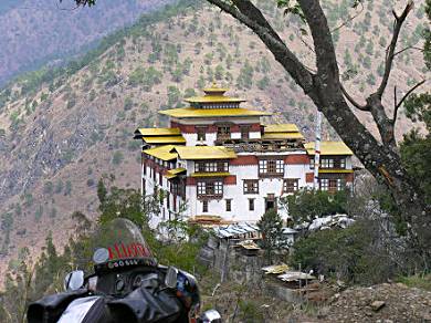 Trashigang Dzong, Bhutan, being renovated.