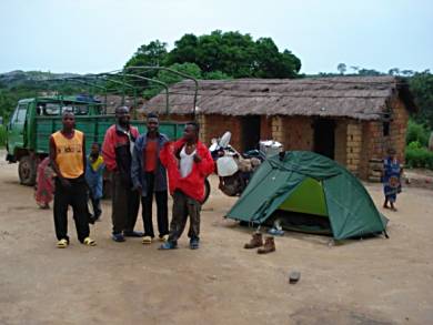 Camping in an Angolan village.