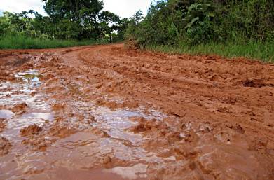 After it rains, which is almost everyday, Brazil's backroads turn into a sticky, red mudbowl.