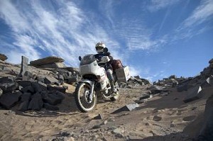 by Stefan Thiel, Germany; of Giancarlo 'Carlo' Albrecht (Germany); On the piste from Rissani to Zagora in Morocco, Honda Transalp.
