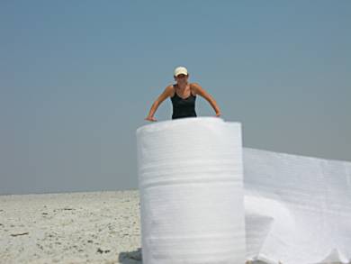 No toilet paper shortage on the salt pans.