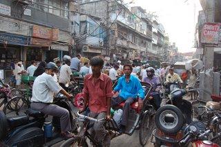 Street traffic trying to find our way out of Delhi.