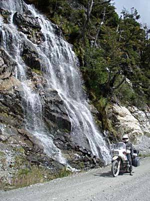 Waterfall on the OHiggins road, Argentina.