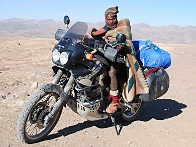Lesotho herd boy tries out an Africa Twin.