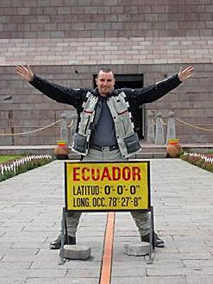 Darren at the Ecuador sign.