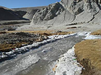 Tricky river crossing, Tibet.