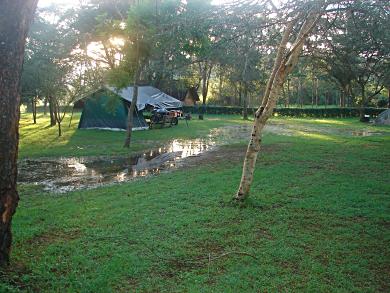 Tanzania campsite after heavy rains.
