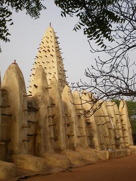 Mud-brick mosque in Bobo Dioulasso, Burkina Faso.