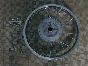Motorcycle wheel.