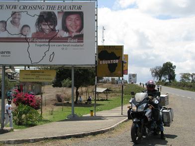 Grant and Julie crossing the Equator in Africa.