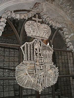 Skeletons at Bedlac Ossuary, Czech Republic.