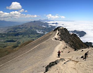 by Tyson Brust, Canada; of Jose Rodriguez from Ecuador, riding the rim of Guagua Pichincha volcano, Ecuador; Honda CRF 450X.