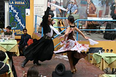 Tango dancing in La Boca.