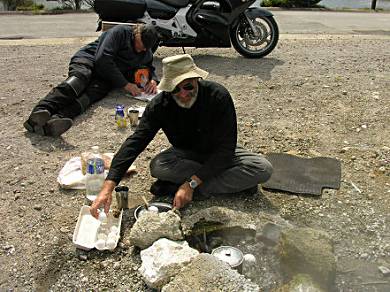 Boiling eggs for lunch in a hot spring, Rotorua, New Zealand.