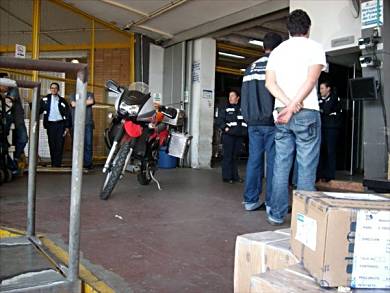 Waiting for bike in Colombia.