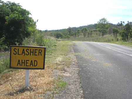 Australian road sign - Slasher ahead